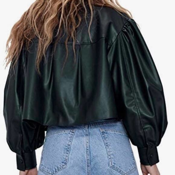 NEW ZARA Cropped Faux Leather Moto Biker Jacket XS - Picture 3 of 6